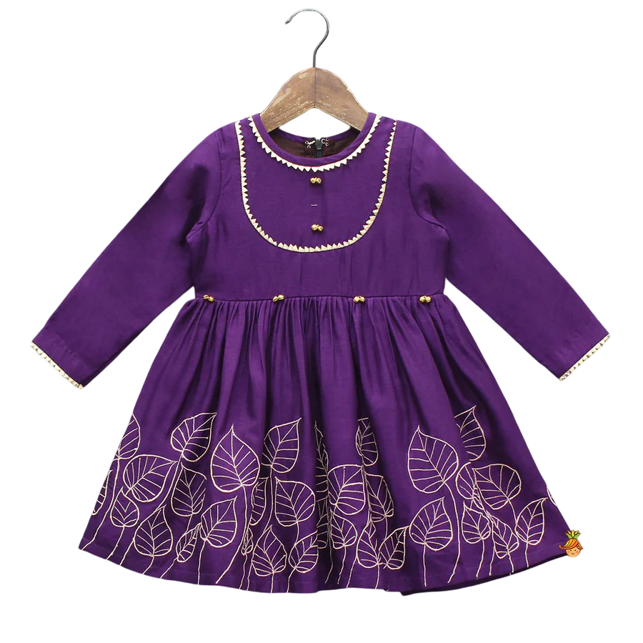 Leaf Elegance: Embroidered Kurti Set with Palazzo & Dupatta