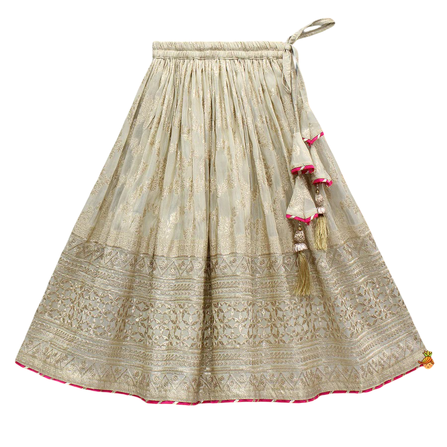 Petal Charm Lace Top with Glimmering Lehenga