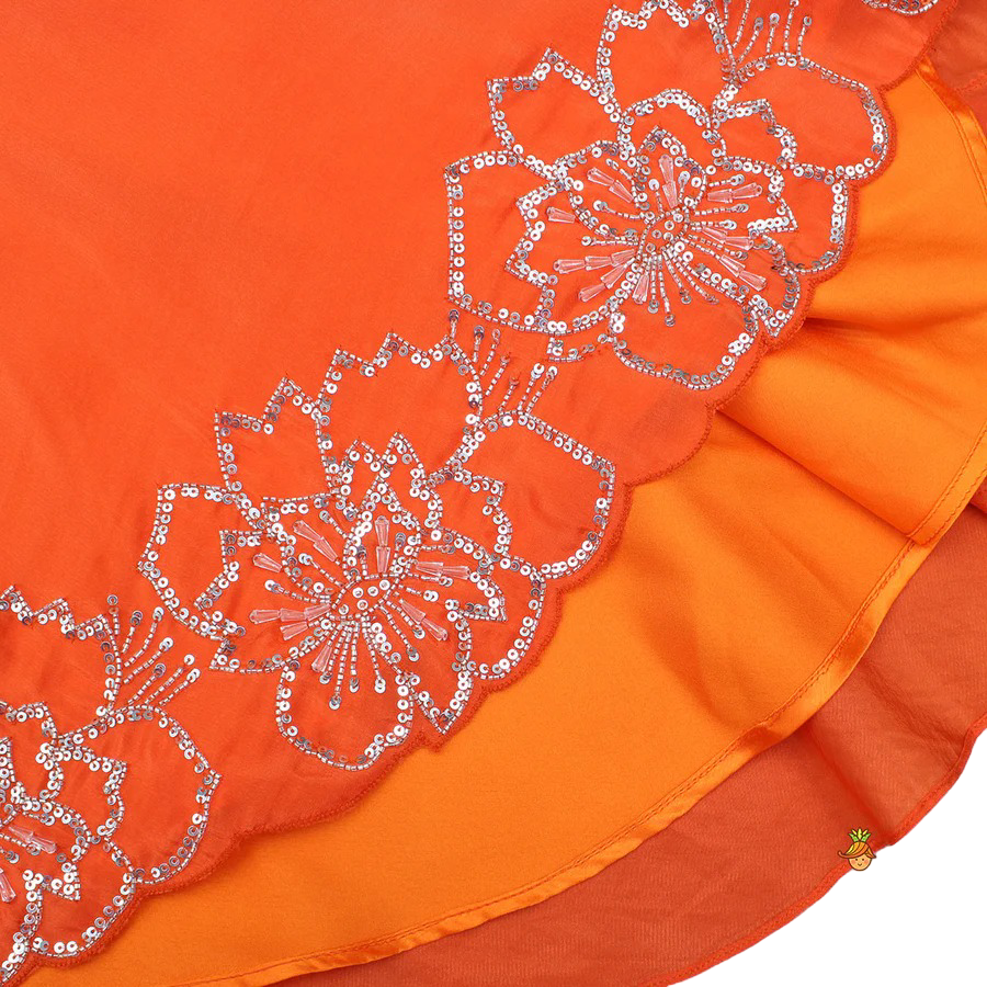 Sunset Charm: Orange Strappy Kurti with Palazzo & Dupatta