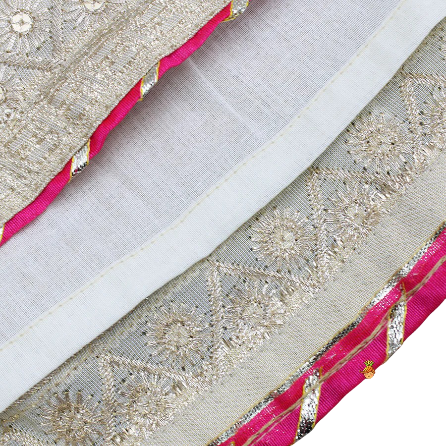 Petal Charm Lace Top with Glimmering Lehenga