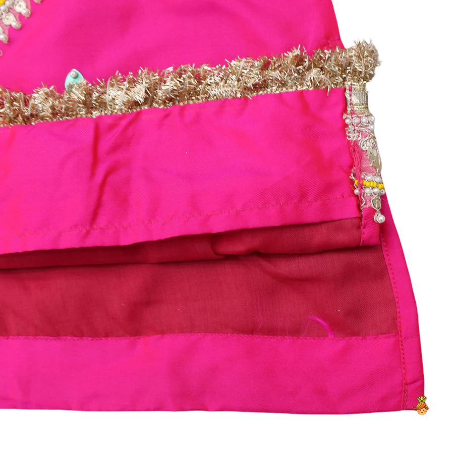 Orange Radiance: Beaded Lace Kurti with Lehenga & Dupatta