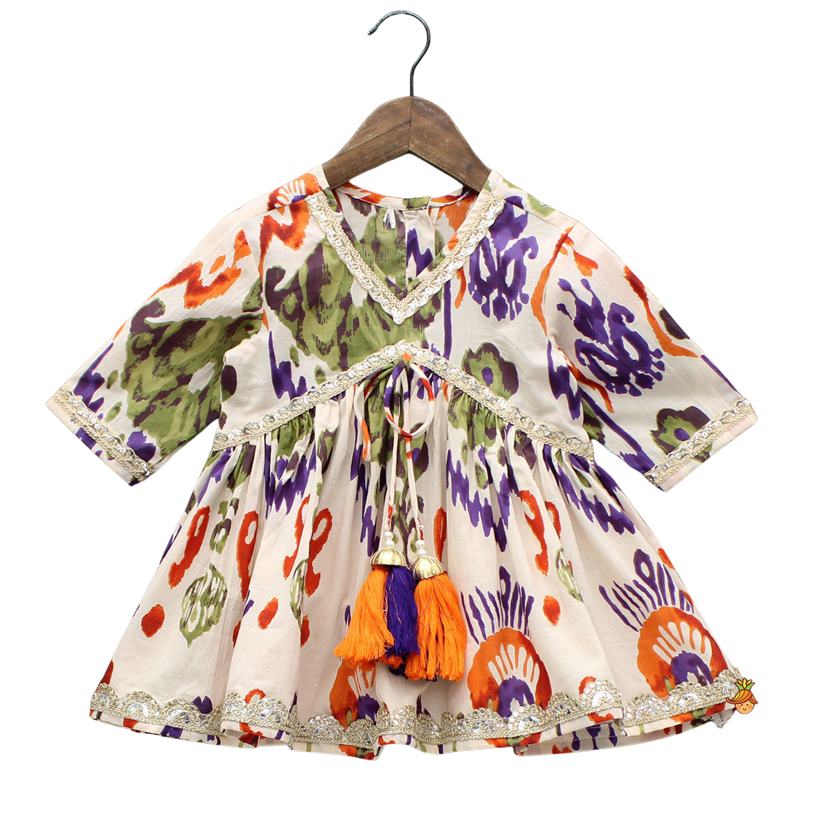 Designer Multicolour Kurti & Sharara with Tassel Accents