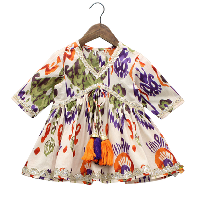 Designer Multicolour Kurti & Sharara with Tassel Accents