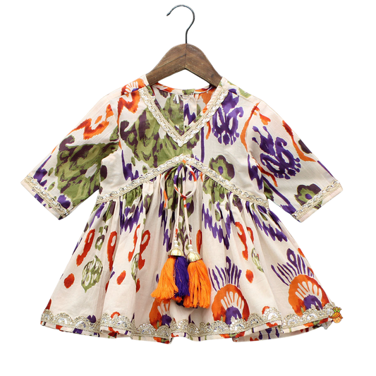 Designer Multicolour Kurti & Sharara with Tassel Accents