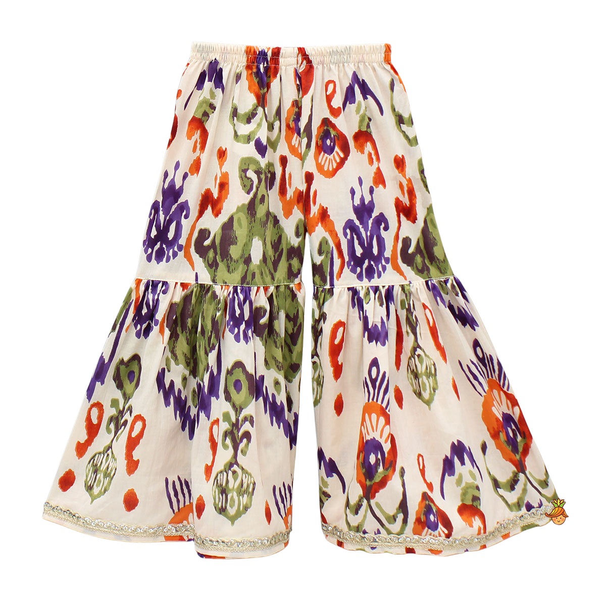 Designer Multicolour Kurti & Sharara with Tassel Accents