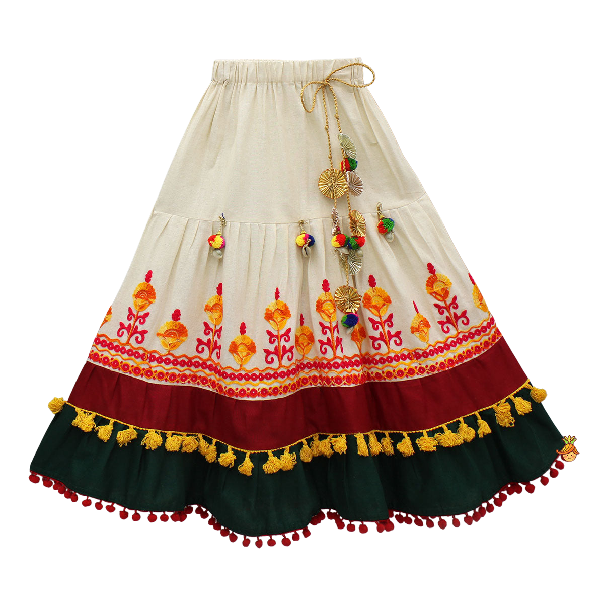 Stylish Thread Work Halter Top with Lehenga