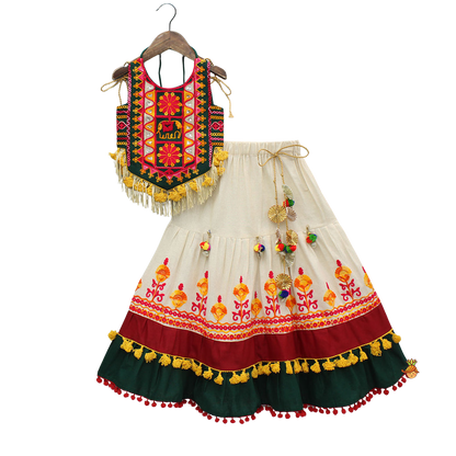 Stylish Thread Work Halter Top with Lehenga
