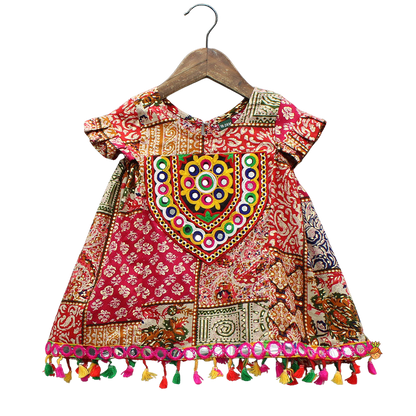 Trendy Patchwork Top with Dhoti & Cap