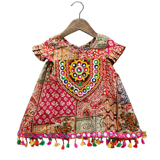 Trendy Patchwork Top with Dhoti & Cap