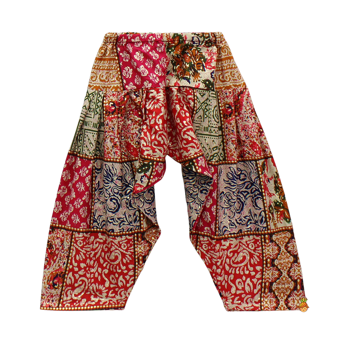 Trendy Patchwork Top with Dhoti & Cap