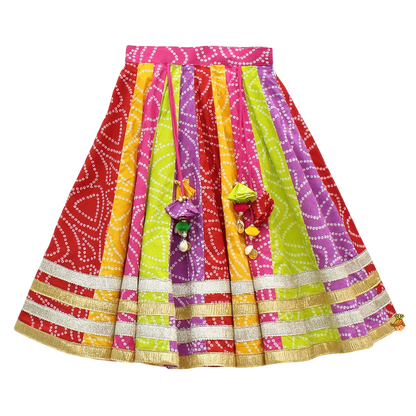 Colorful Tiered Top & Multicolor Bandhani Lehenga Set