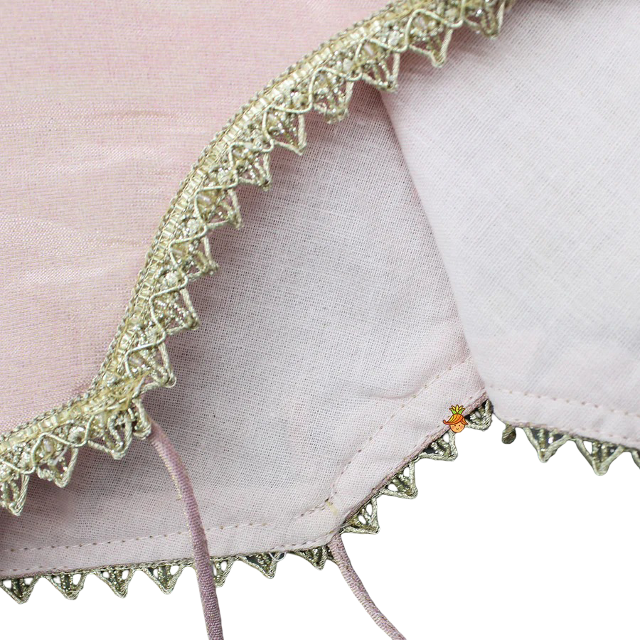 Blush Glam: Cut Dana Embroidered Pink Shimmer Top & Lehenga with Net Dupatta