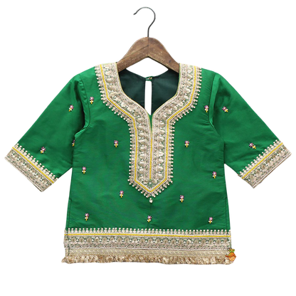 Green Charm: Lace Kurti with Coordinated Salwar & Dupatta