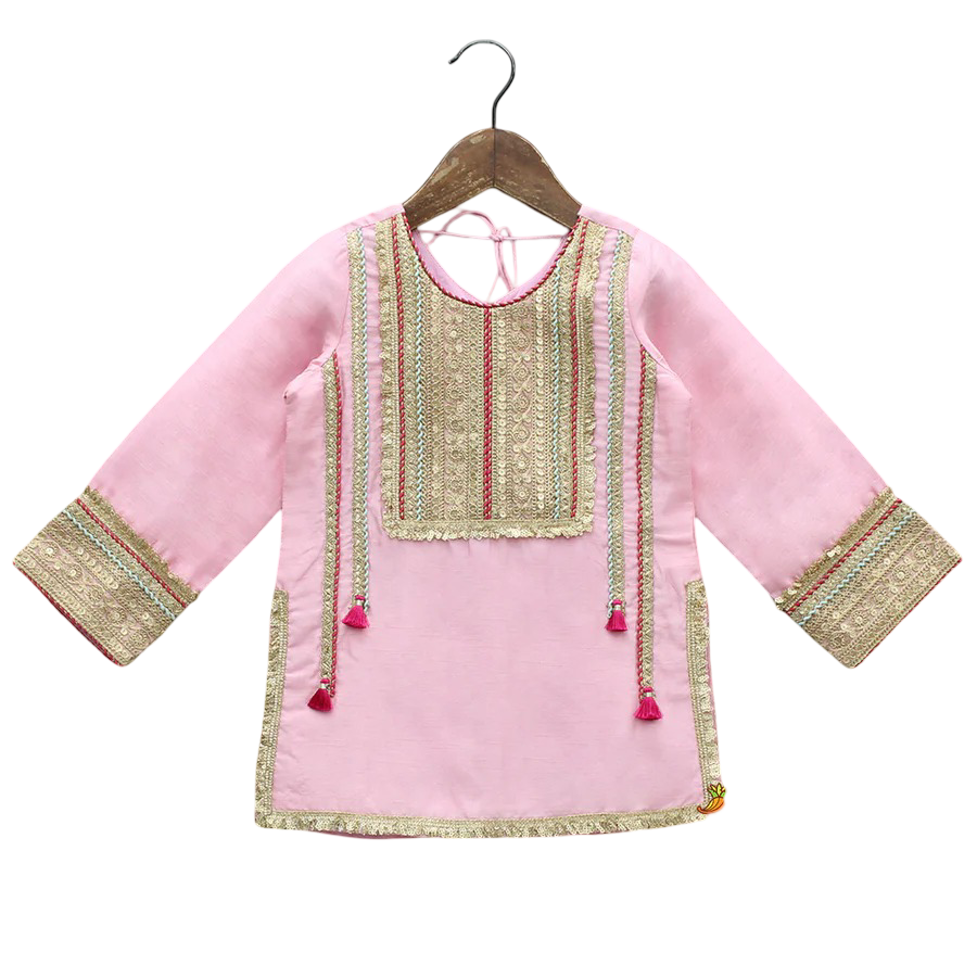 Petal Charm: Lace Kurti with Pant & Sheer Dupatta
