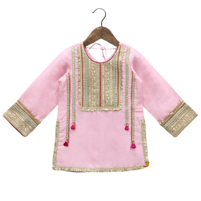 Petal Charm: Lace Kurti with Pant & Sheer Dupatta