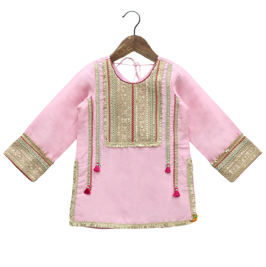 Petal Charm: Lace Kurti with Pant & Sheer Dupatta