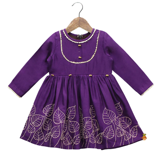 Leaf Elegance: Embroidered Kurti Set with Palazzo & Dupatta