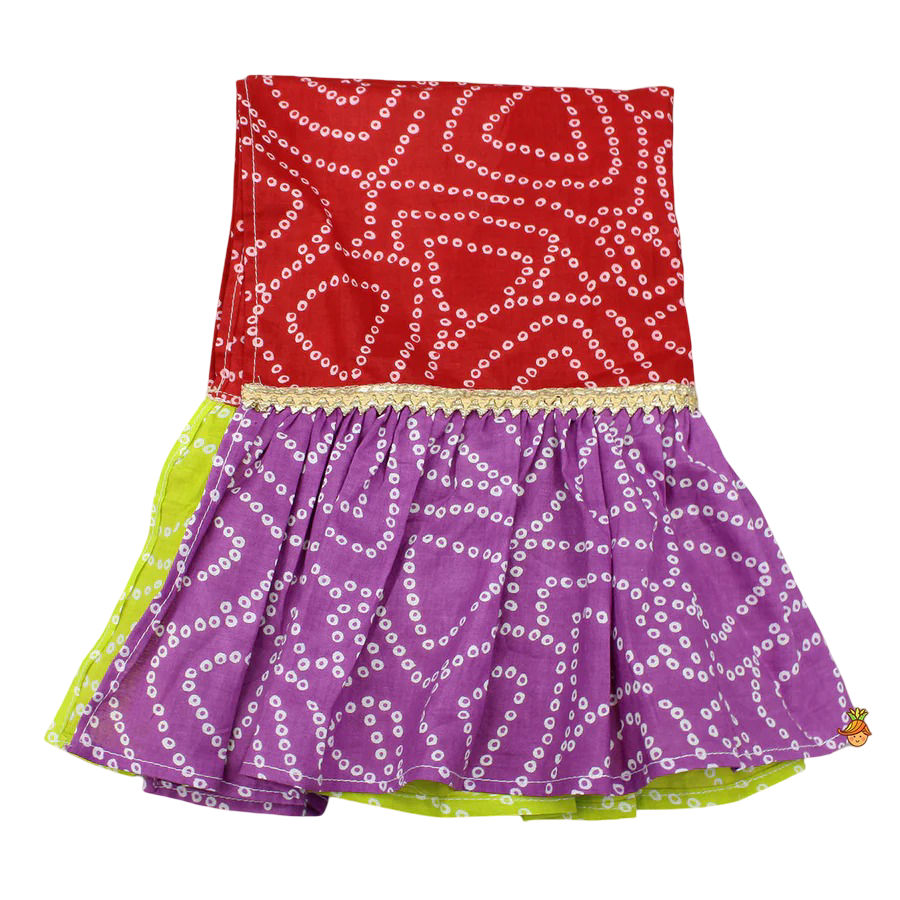 Colorful Tiered Top & Multicolor Bandhani Lehenga Set