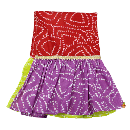 Colorful Tiered Top & Multicolor Bandhani Lehenga Set
