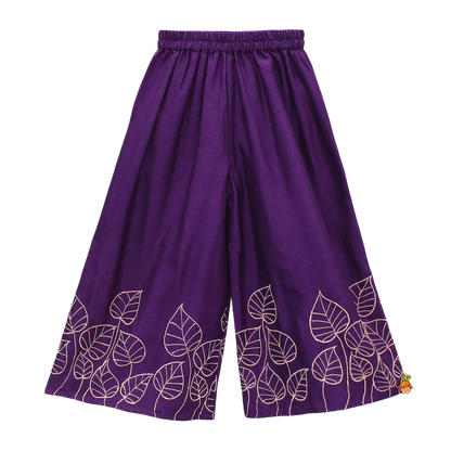 Leaf Elegance: Embroidered Kurti Set with Palazzo & Dupatta