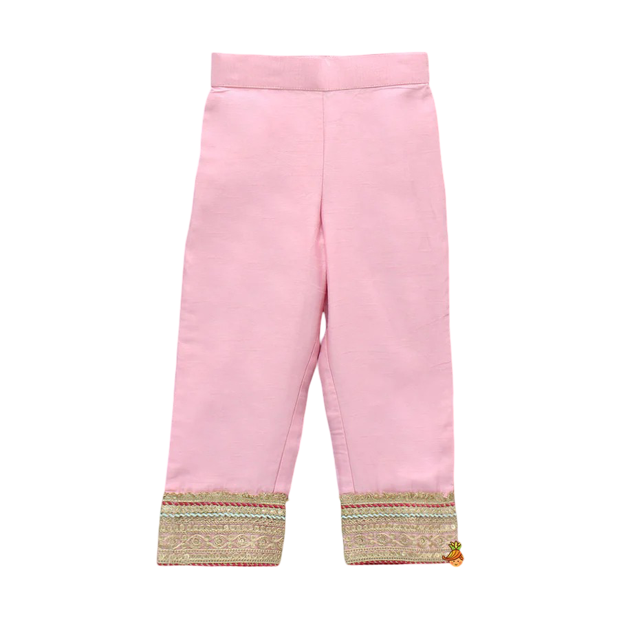 Petal Charm: Lace Kurti with Pant & Sheer Dupatta