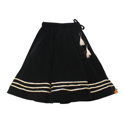 Midnight Elegance: Black Velvet Top & Gota Lace Lehenga
