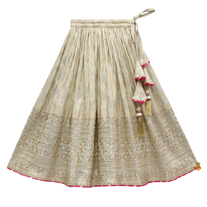 Petal Charm Lace Top with Glimmering Lehenga