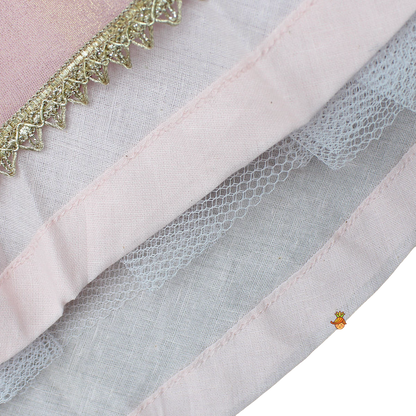 Blush Glam: Cut Dana Embroidered Pink Shimmer Top & Lehenga with Net Dupatta