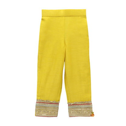 Delicate Grace: Kurti with Lace Detailing, Pant & Dupatta