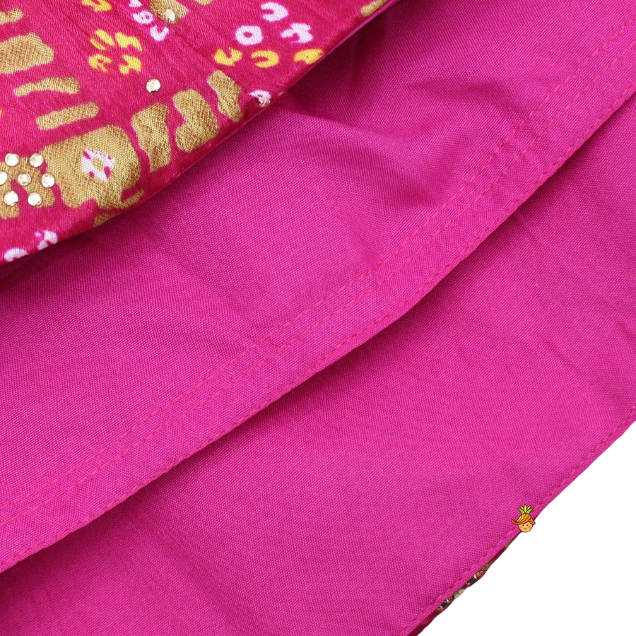 Festive Halter Neck Top with Pink Bandhani Lehenga