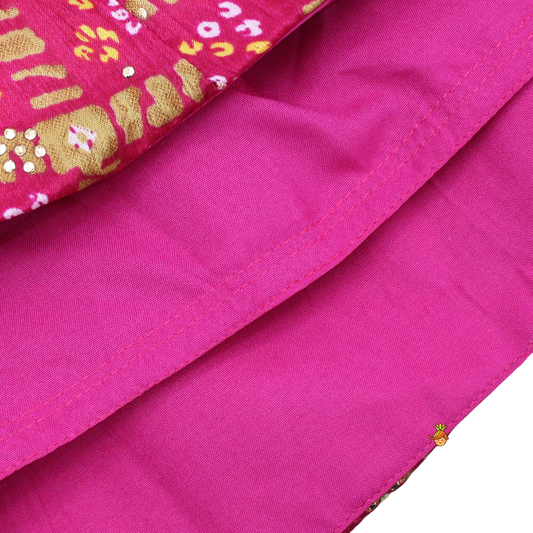 Festive Halter Neck Top with Pink Bandhani Lehenga