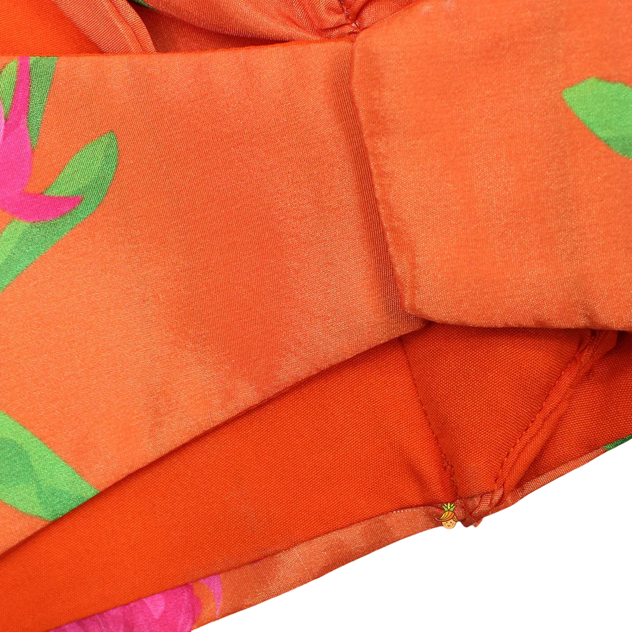 Floral Grace: Drape-Detail Printed Top & Lehenga