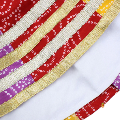 Colorful Tiered Top & Multicolor Bandhani Lehenga Set