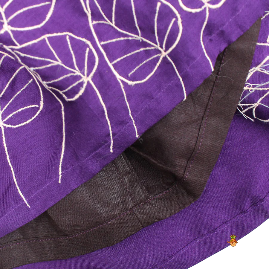 Leaf Elegance: Embroidered Kurti Set with Palazzo & Dupatta