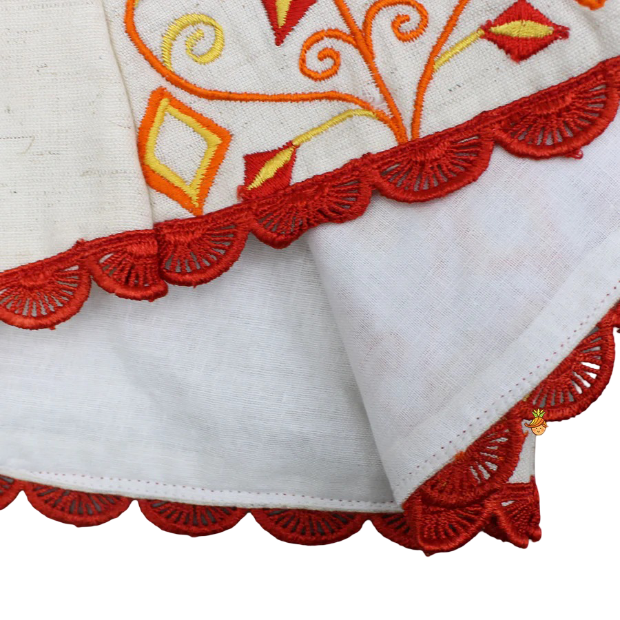 Twirl & Bloom: Tie-Up Strappy Embroidered Top with Tiered Lehenga