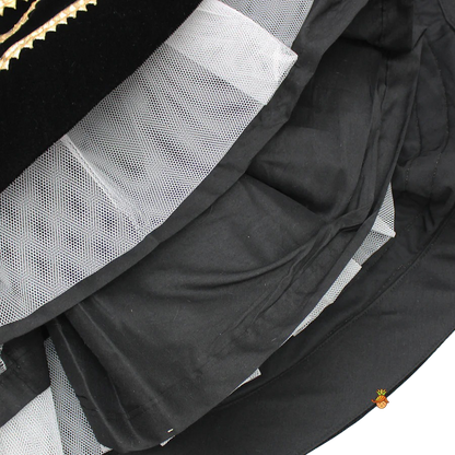 Midnight Elegance: Black Velvet Top & Gota Lace Lehenga