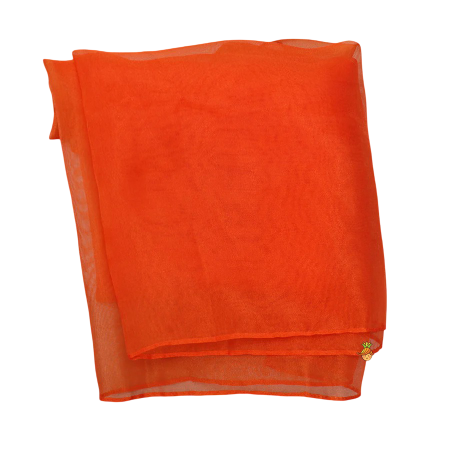 Sunset Charm: Orange Strappy Kurti with Palazzo & Dupatta