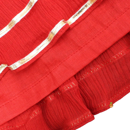 Twirl & Bloom: Tie-Up Strappy Embroidered Top with Tiered Lehenga