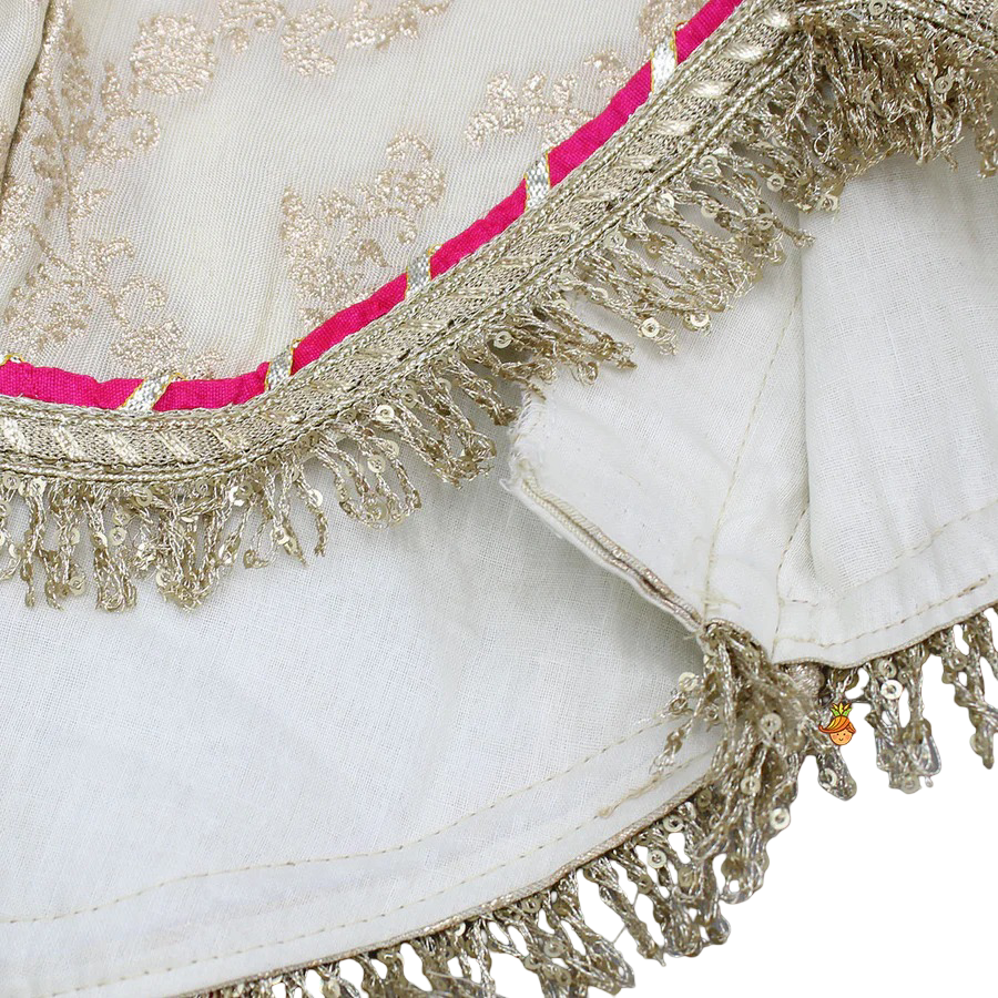 Petal Charm Lace Top with Glimmering Lehenga