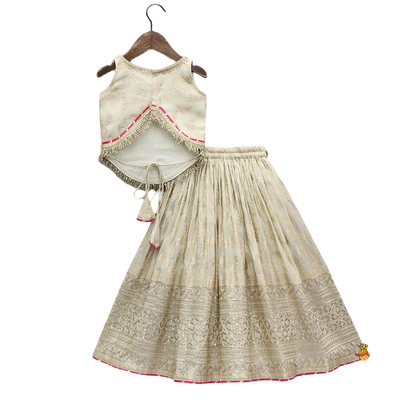 Petal Charm Lace Top with Glimmering Lehenga