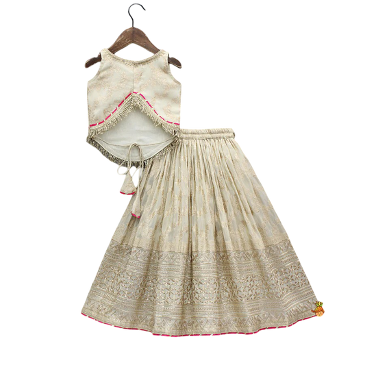 Petal Charm Lace Top with Glimmering Lehenga